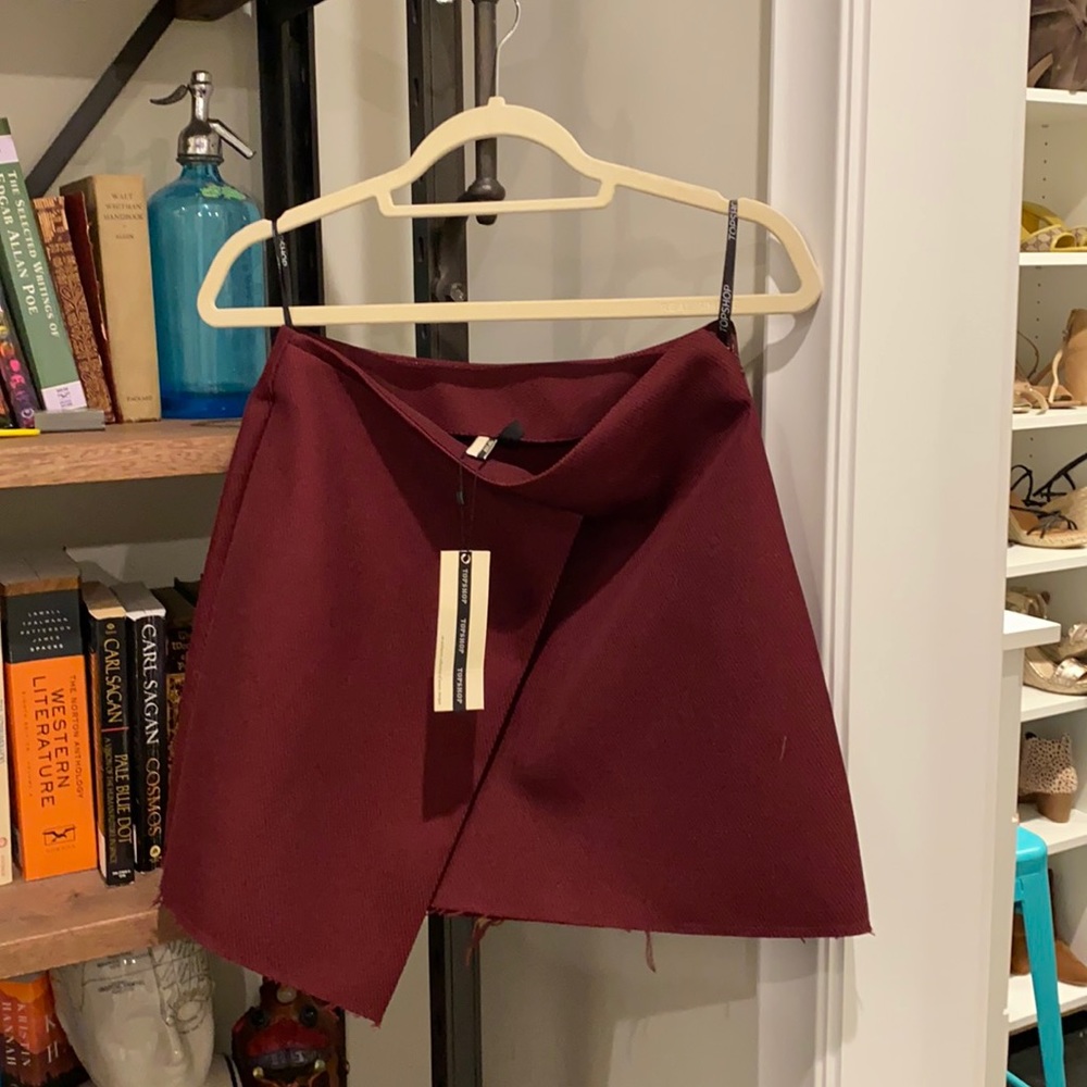 NWT top shop Wine color mini skirt